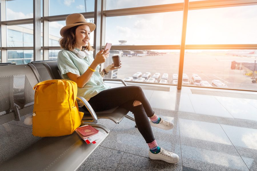 A lady waiting for boarding